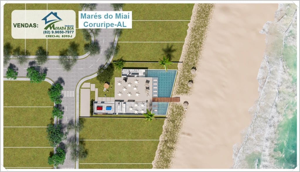 Marés do Míai Coruripe-AL: planta humanizada com casas e lazer à beira-mar da imobiliária Morada Boa Imóveis